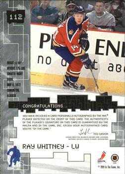 1999-00 Be a Player Millennium Signature Series - Autographs #112 Ray Whitney Back
