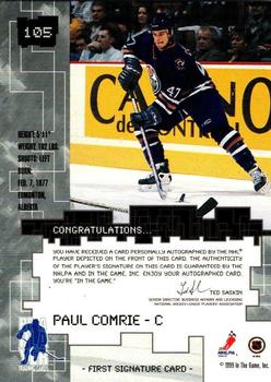 1999-00 Be a Player Millennium Signature Series - Autographs Gold #105 Paul Comrie Back