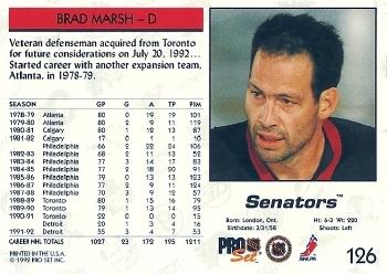 1992-93 Pro Set #126 Brad Marsh Back