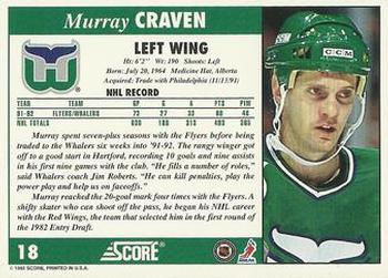 1992-93 Score #18 Murray Craven Back
