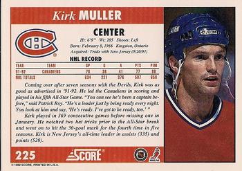 1992-93 Score #225 Kirk Muller Back