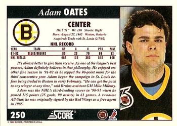 1992-93 Score #250 Adam Oates Back