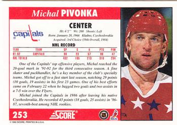 1992-93 Score #253 Michal Pivonka Back