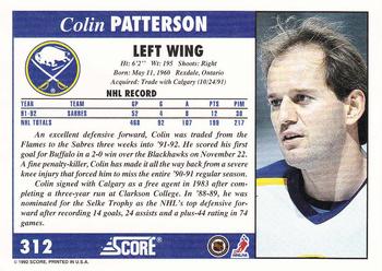 1992-93 Score #312 Colin Patterson Back
