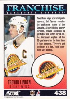 1992-93 Score #438 Trevor Linden Back