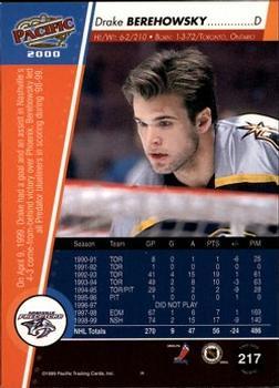 1999-00 Pacific - Ice Blue #217 Drake Berehowsky Back