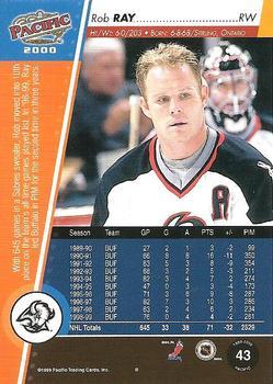 1999-00 Pacific - Premiere Date #43 Rob Ray Back