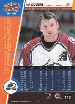 1999-00 Pacific - Red #112 Jeff Odgers Back