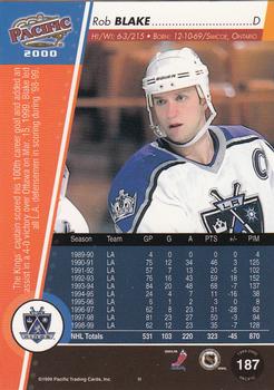 1999-00 Pacific - Red #187 Rob Blake Back