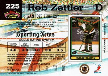 1992-93 Stadium Club #225 Rob Zettler Back