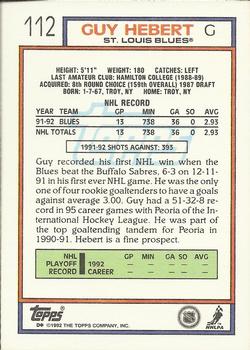 1992-93 Topps #112 Guy Hebert Back
