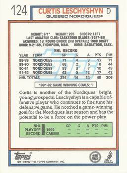 1992-93 Topps #124 Curtis Leschyshyn Back