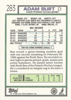 1992-93 Topps #283 Adam Burt Back