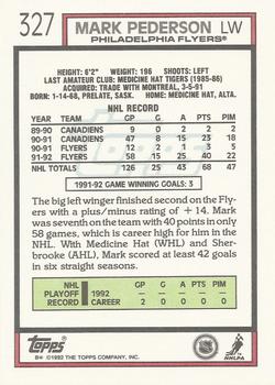 1992-93 Topps #327 Mark Pederson Back
