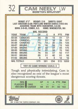 1992-93 Topps #32 Cam Neely Back