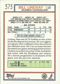 1992-93 Topps #373 Bill Lindsay Back