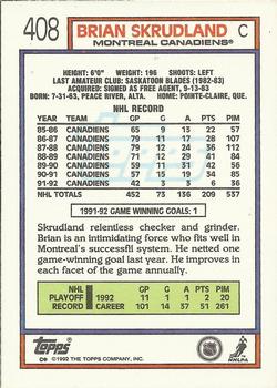 1992-93 Topps #408 Brian Skrudland Back