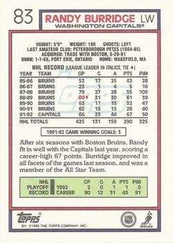 1992-93 Topps #83 Randy Burridge Back
