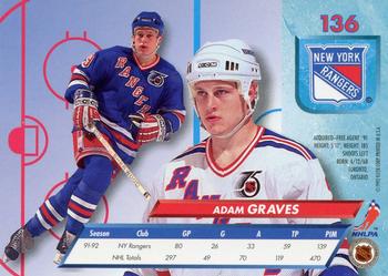 1992-93 Ultra #136 Adam Graves Back