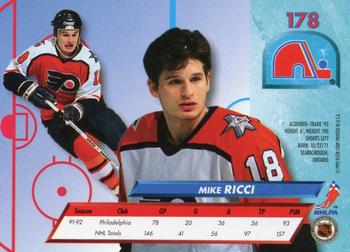 1992-93 Ultra #178 Mike Ricci Back