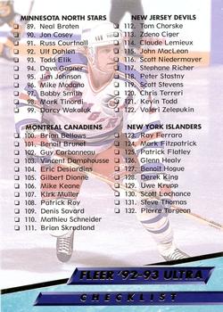 1992-93 Ultra #249 Checklist: 89-172 Front