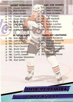 1992-93 Ultra #250 Checklist: 173-250 Front