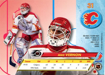 1992-93 Ultra #31 Mike Vernon Back