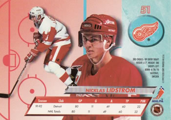1992-93 Ultra #51 Nicklas Lidstrom Back