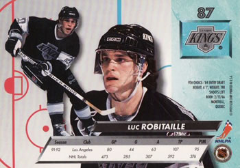 1992-93 Ultra #87 Luc Robitaille Back