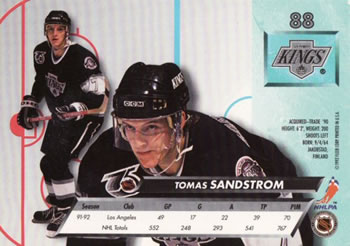 1992-93 Ultra #88 Tomas Sandstrom Back