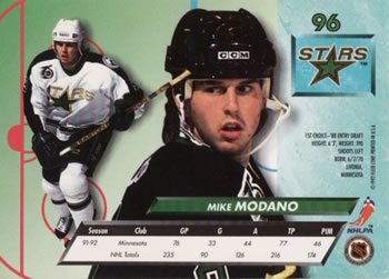 1992-93 Ultra #96 Mike Modano Back