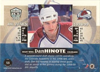 1999-00 Pacific Dynagon Ice - Gold #58 Dan Hinote Back