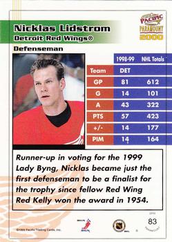 1999-00 Pacific Paramount - Gold #83 Nicklas Lidstrom Back