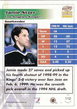 1999-00 Pacific Paramount - Gold #112 Jamie Storr Back