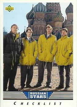 1992-93 Upper Deck #333 Russian Stars Checklist Front