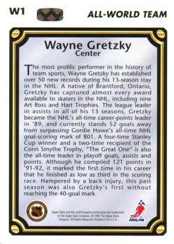 1992-93 Upper Deck - All-World Team #W1 Wayne Gretzky Back