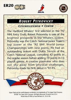 1992-93 Upper Deck - Euro-Rookies #ER20 Robert Petrovicky Back