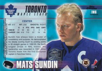 1999-00 Topps Chrome - Ice Masters Refractors #IM6 Mats Sundin Back