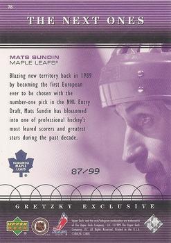 1999-00 Upper Deck - Gretzky Exclusive Gold #78 Mats Sundin Back