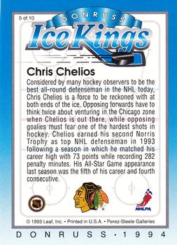 1993-94 Donruss - Ice Kings #5 Chris Chelios Back