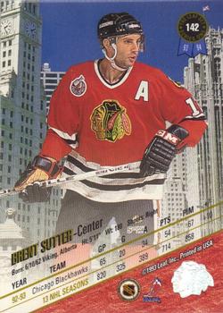 1993-94 Leaf #142 Brent Sutter Back