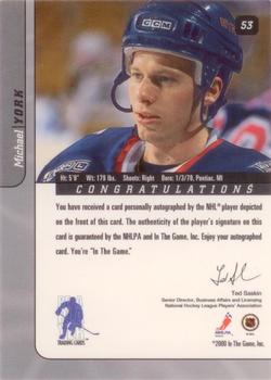 2000-01 Be a Player Signature Series - Autographs #53 Mike York Back