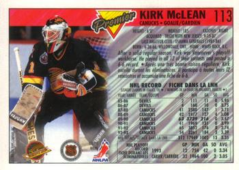 1993-94 O-Pee-Chee Premier #113 Kirk McLean Back