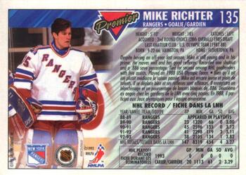 1993-94 O-Pee-Chee Premier #135 Mike Richter Back
