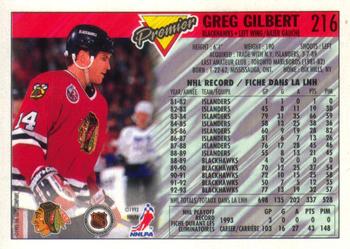 1993-94 O-Pee-Chee Premier #216 Greg Gilbert Back