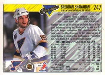 1993-94 O-Pee-Chee Premier #247 Brendan Shanahan Back