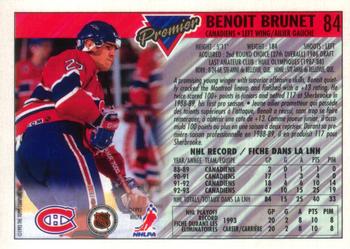 1993-94 O-Pee-Chee Premier #84 Benoit Brunet Back