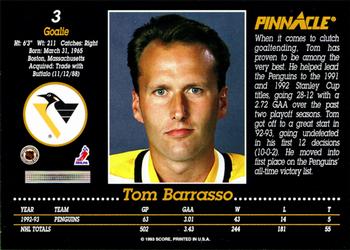 1993-94 Pinnacle #3 Tom Barrasso Back