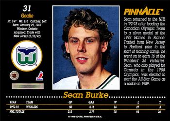 1993-94 Pinnacle #31 Sean Burke Back