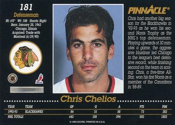 1993-94 Pinnacle #181 Chris Chelios Back